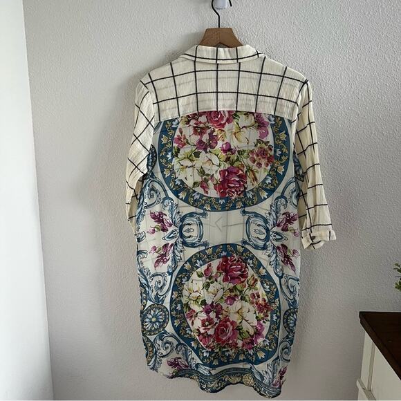 Soft Surrounding Tunic Back Floral Sheer Panel with Front Window Pane Medium P - Picture 3 of 11